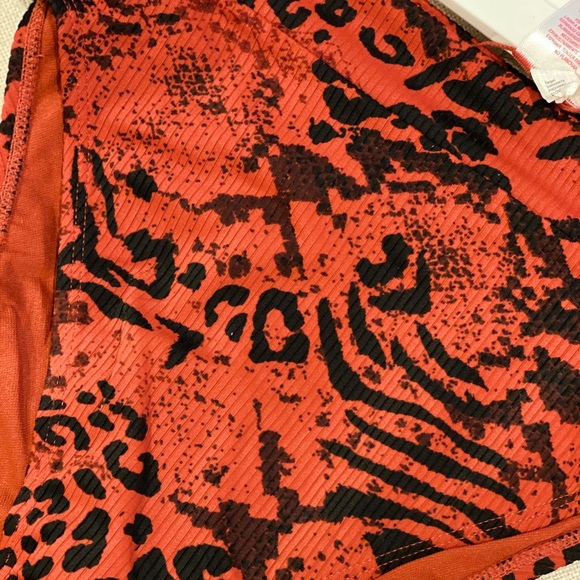 Red Leopard High Waist Swim Bottoms - Picture 3 of 6